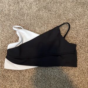 Two-Tone Black and White dance bra top by 5 dancewear.